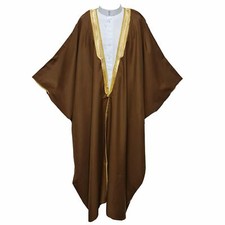 Men  s High Quality Long Sleeves Arabian Bisht Brown Cloak Arab Dress Thobe Is