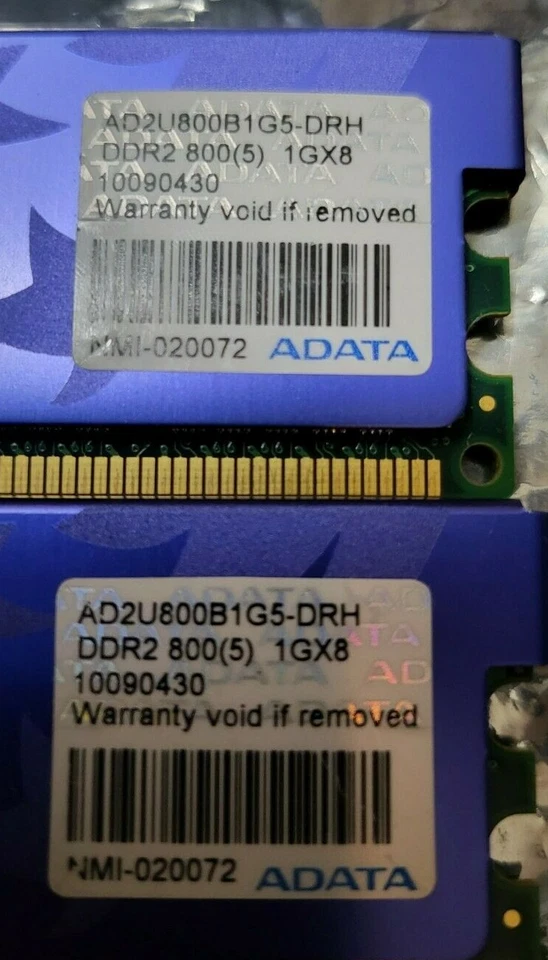 ADATA AD2U800B1G5-DRH DDR2 800(5) 1GX8 10090430 NMI-020072 Non ECC - Image 2 of 3