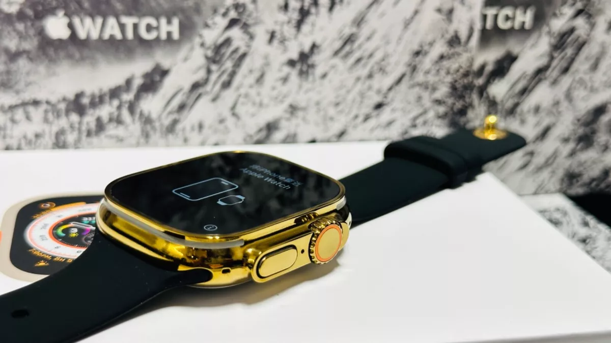 Custom Anodized 49MM GOLD Apple Watch ULTRA Titanium Black Sport Band 24k Gold P