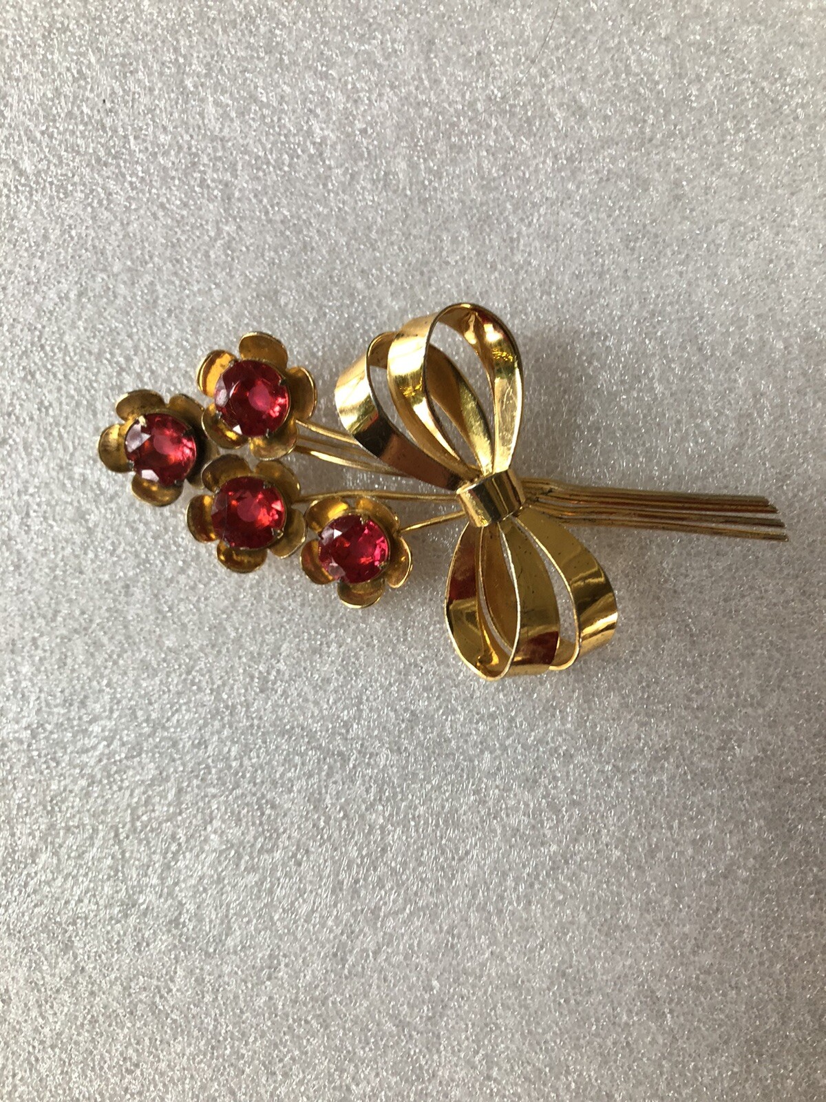 VINTAGE SIGNED STERLING RUBY RED RHINESTONES FLOW… - image 2