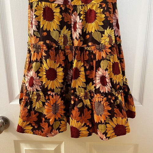 Gymboree Fall Autumn Floral Leaves Sunflower Dress Girls Size 6 - Picture 4 of 10