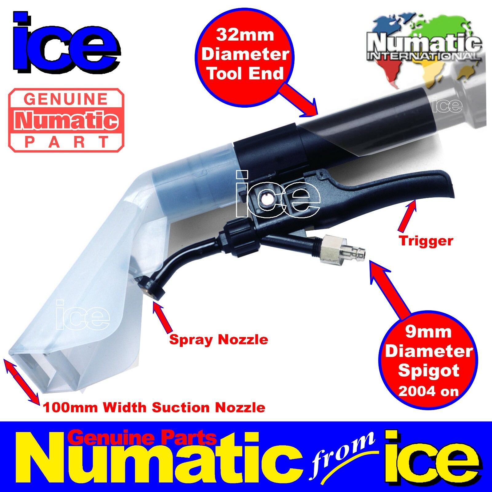 NUMATIC CT 370 470 570 900 UPHOLSTERY SPRAY EXTRACTION HAND TOOL NOZZLE ...