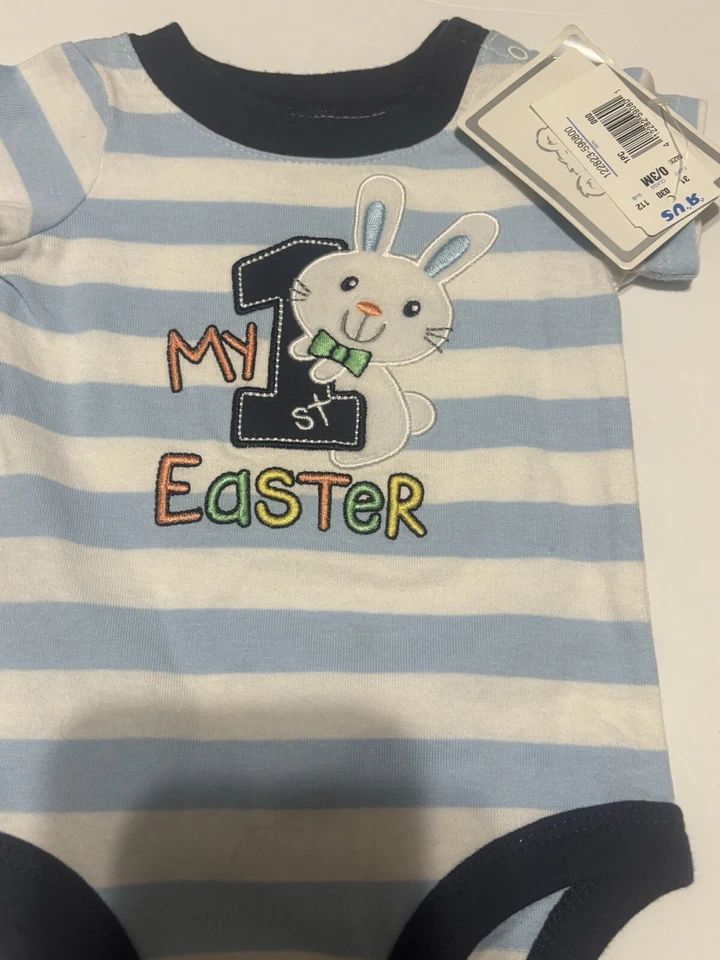 Koala Kids One Piece Suit My First Easter Bunny Embroidered Size 0-3 M Newborn - Image 3 of 4