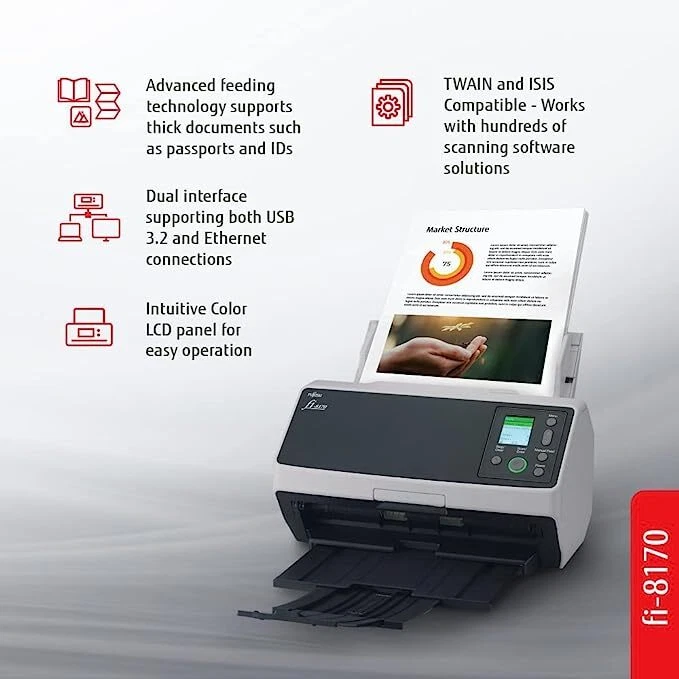 Fujitsu fi-8170 Document Scanner - PA03810-B055, Used - Image 2 of 2