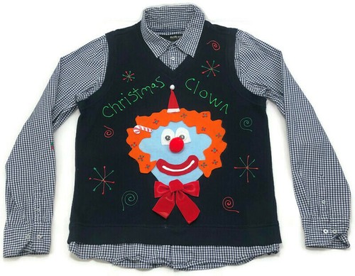 Tacky Ugly Christmas Clown Sweater Vest 