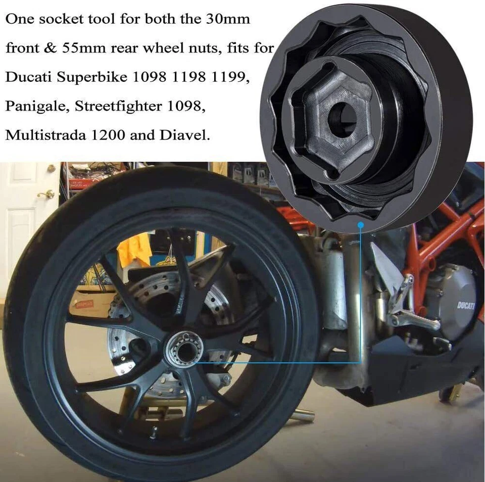 Front Rear Wheel Socket Nut Tool for Ducati 1199 1198 1098 Multistrada Diavel Foto 4 de 4
