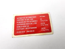 Genuine Mercedes Benz Sticker Automotive Air Conditioner AC Specs W201 W124