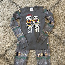 Hanna Andersson Star Wars Christmas Pajama Set Gray Storm Troopers Kids Size 12