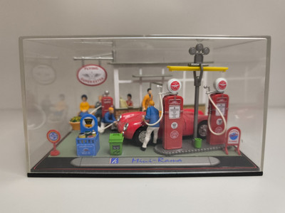 Hongwell Diorama Mini-Rama Tankstelle Gasoline Station 1/43 Porsche Oldtimer 