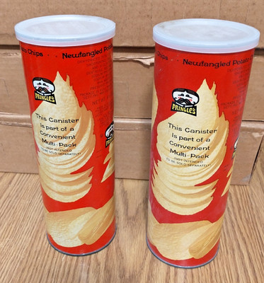 Vintage Pringle's Newfangled Potato Chips Cans w/ Original Lids Lot of 2 No UPC
