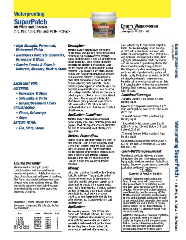 Bonding Liquid Concrete Repair, 7 lb - Image 3 of 3