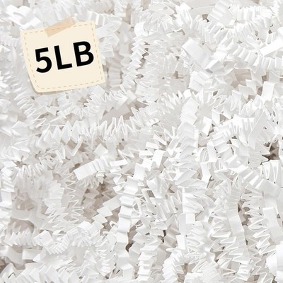 White Crinkle Cut Paper Shred Filler 5 LB Shredded Gift Box Basket Stuffing