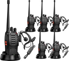Rechargeable Long Range Walkie Talkies with Earpiece - 6 Pack AR-5