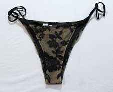 Aerie Women's The Sunbun Lace Low Rise Bikini Bottom CA4 True Black Large NWT