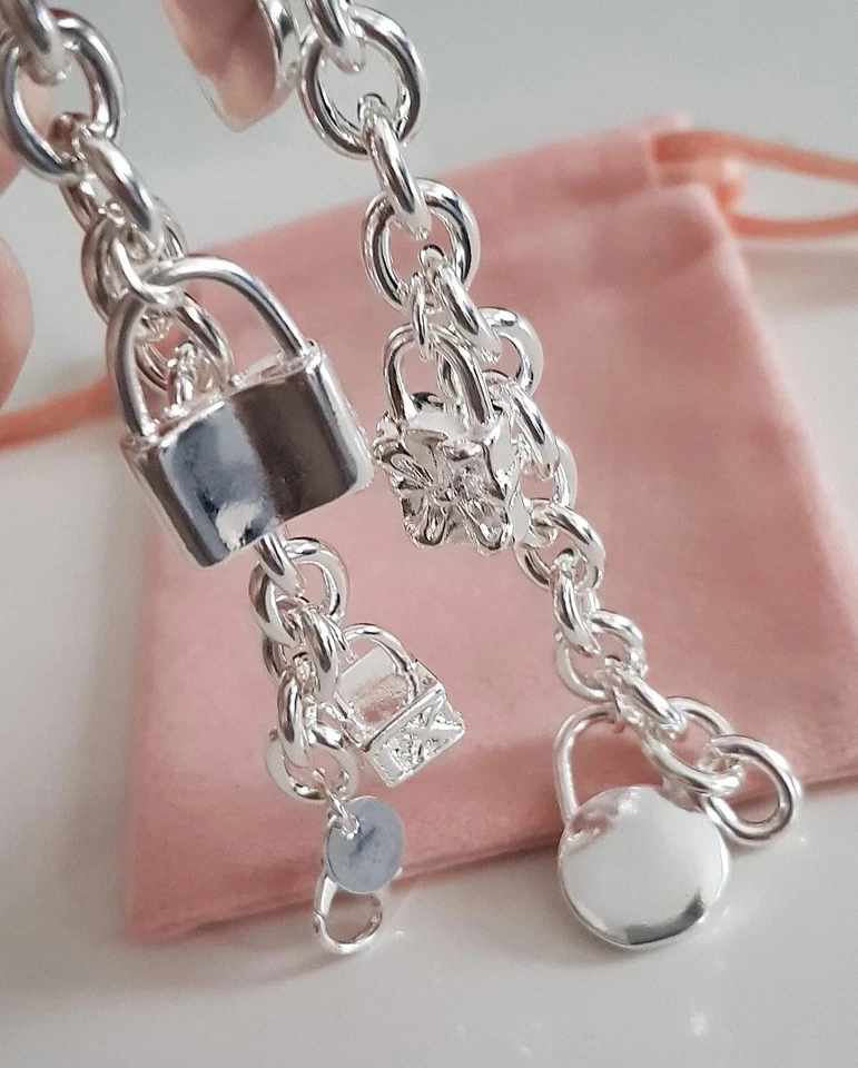 Edles BETTEL ARMBAND 925 Silber Panzer Zirkonia CHARM ARMKETTE Armreif Anhänger - Bild 4 von 4