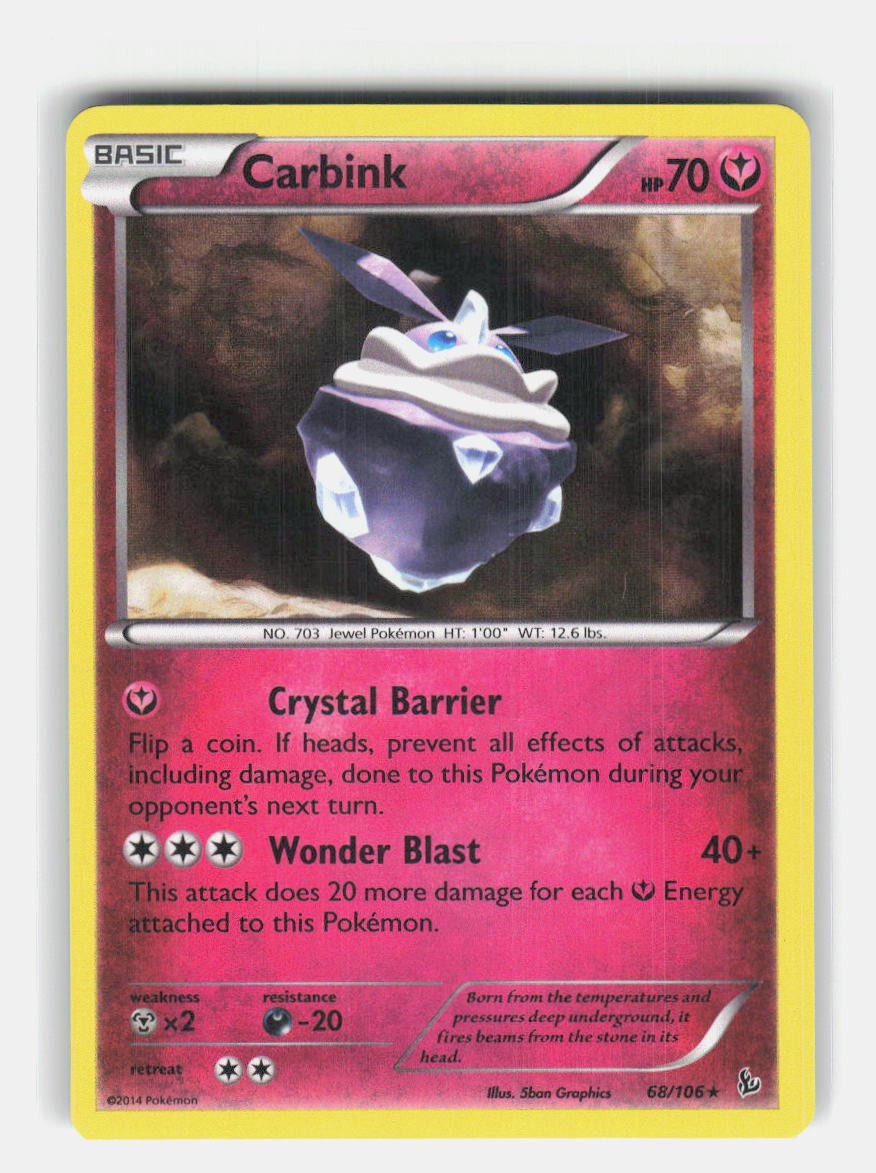 Carbink Holo Rare Pokemon XY - Flashfire 68/106 NM