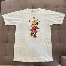Minnie Mouse Walt Disney World Vtg 80s White Graphic T Shirt Single Stitch Sz L
