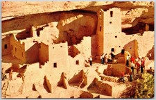 Mesa Verde National Park Colorado CO, Cliff Palace Ruin Ancient Towers, Postcard