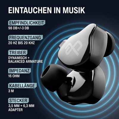 audio pirates Jimmy KK-200 Stage InEar Kopfhörer, Case 1,6m Kabel [1-Pack]