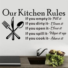 Kitchen Wall Stickers Our Kitchen Rules Wall Decals Removable Wall Decor Art DIY
