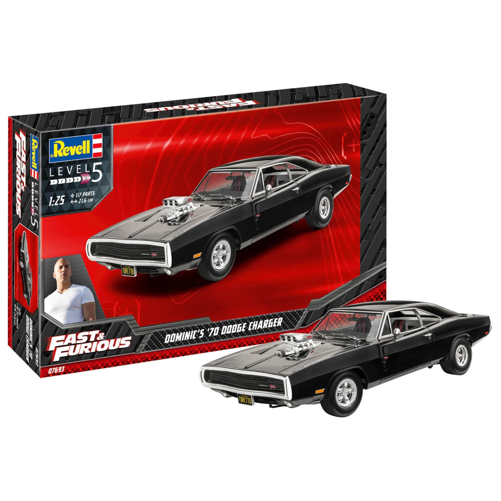 1/25 DOMINIC'S 1970 DODGE CHARGER (FAST AND FURIOUS) (PLASTIC KIT) 07693 - Image 6