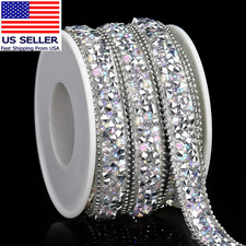 3 Yards Silver Rhinestone Ribbon Self Adhesive Crystal Tape Bling Diamond Sticke