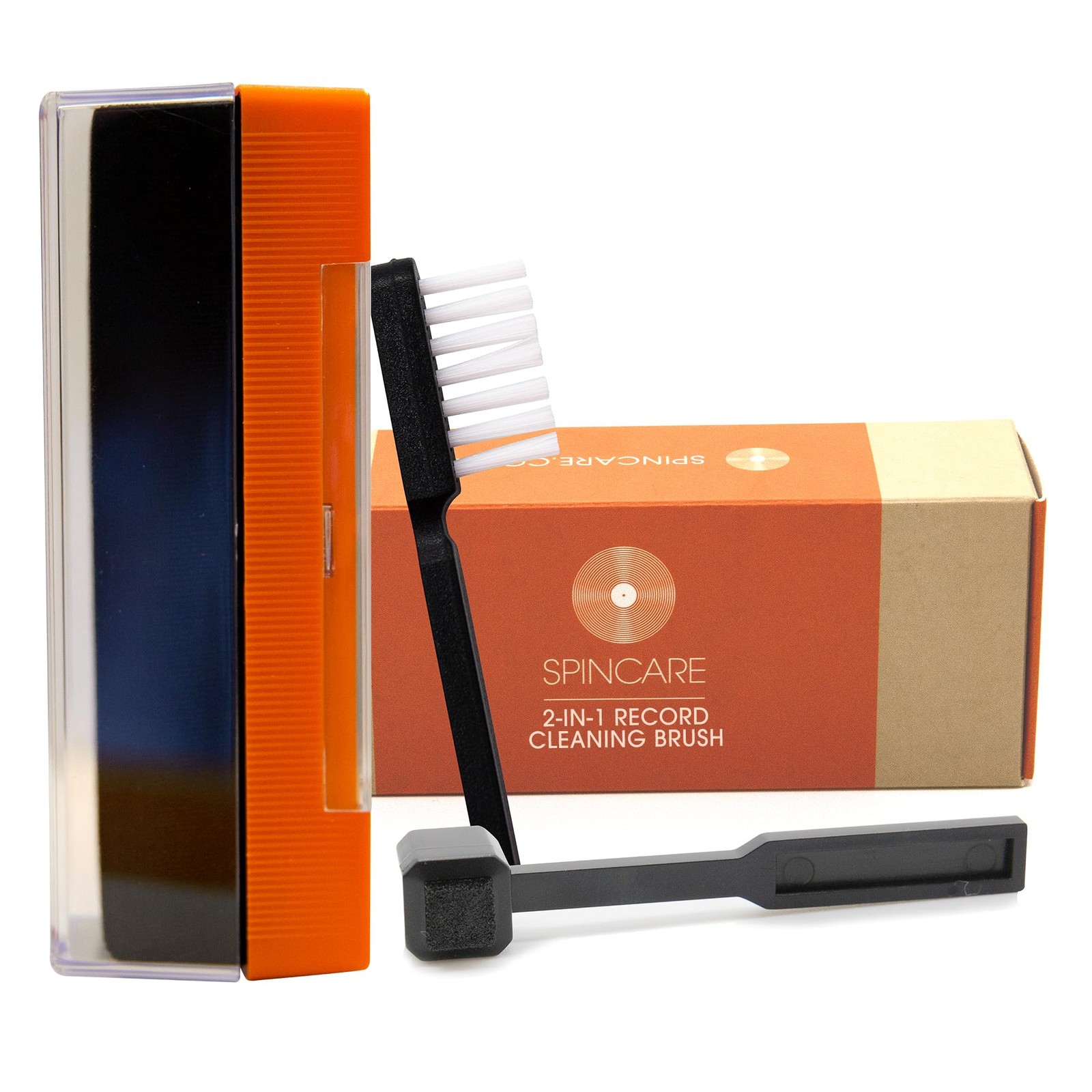 SPINCARE 2-in-1 Velvet Vinyl Record Cleaning Brush with Stylus Cleaner (Clear) - Image 2