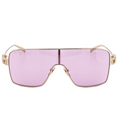 GUCCI 1936 Gg1936S Gold Pink Crystal Logo Unisex Metal Mask Wrap
