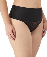 Sz XL Maidenform Women's Shapewear Tame Your Tummy Lace Shaping Thong Black Lace