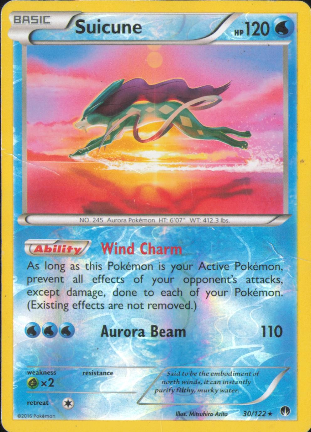 Suicune 30/122 Holo Rare BREAKpoint Pokemon Reverse Holo HP
