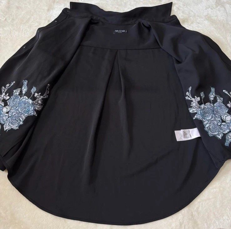 Ado HARE Rose Shishu Shirt Embroidery Shirt Black Size S Used-Excellent - Image 3 of 4