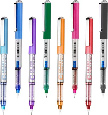 EYEYE 0.5mm Liquid Ink Rollerball Pens 8 Assorted Colors, Needle Tip 8 Colors