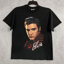 VTG Elvis Presley T Shirt Black Tag LG *May Fit S/M 19" PTP Single Stitch 90s