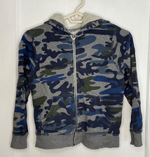 Hanna Andersson Size 120 Blue Camouflage Camo Sherpa Lined Full-Zip Hoodie
