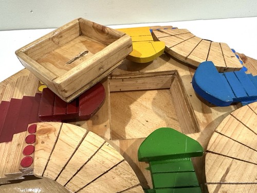 Parques Juego Colombiano Holz Handarbeit Spielfiguren Columbia Parqués komplett! - Bild 3 von 6
