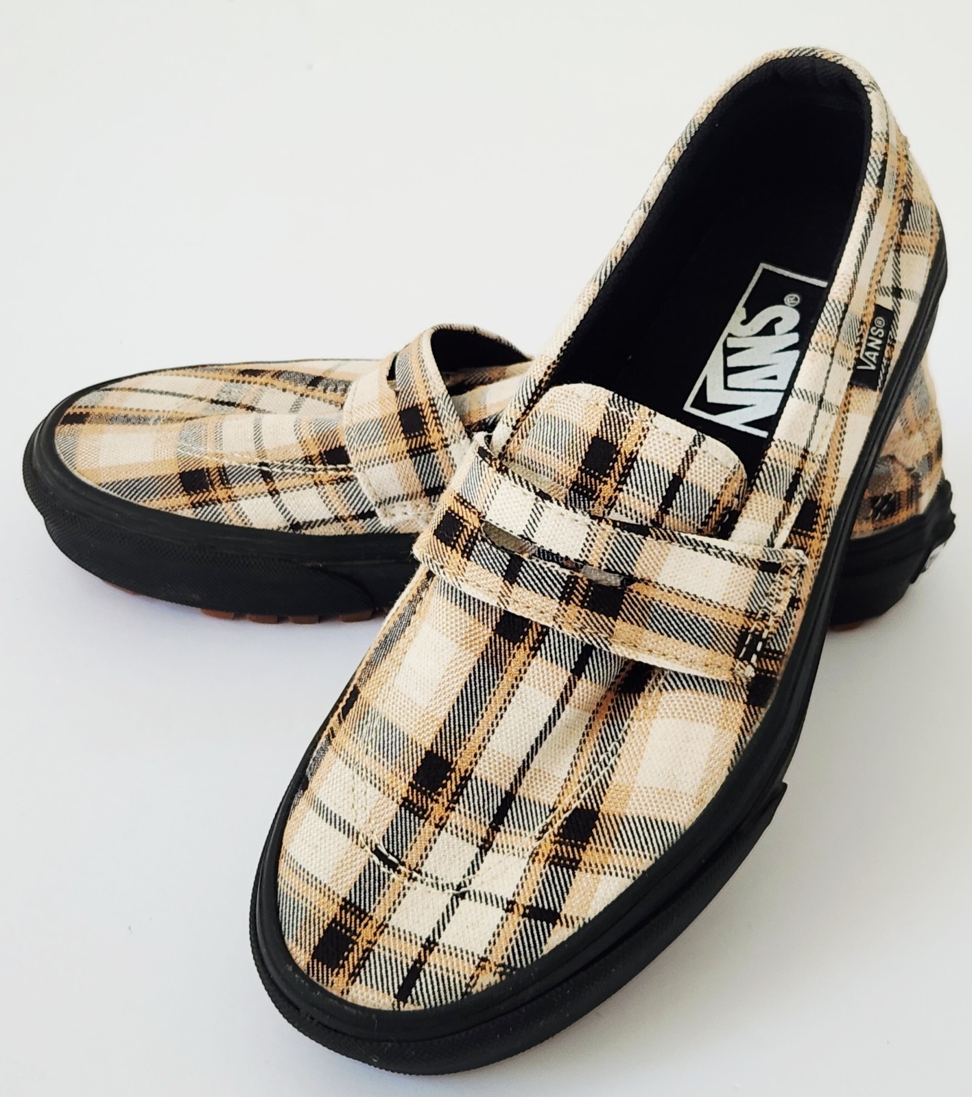 Vans Style 53 Chunky Plaid Khaki Loafer Sneaker Men 5.5 Women 7 Skate Surf Shoe-image