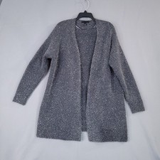 Lane Bryant Cardigan Jacket Women's 14/16 Charcoal Gray Metallic Shimmer Eyelash