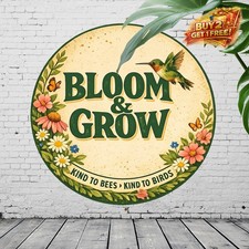 Welcome to the Garden Vintage Style Metal Sign Vibrant Floral Wall Art 8x12