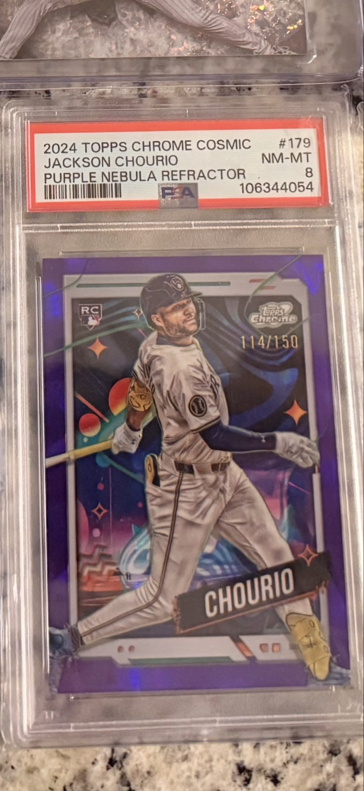 2024 Topps Cosmic Chrome -Jackson Chourio #179 Purple Nebula Refractor /150 (RC)
