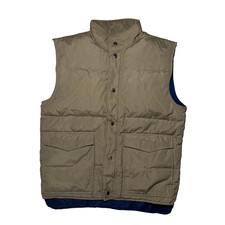 VTG 70s 80s Argus Beige Navy Lined Ski Puffer Vest Mens Size M Vintage