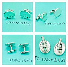 Gemelli ovali rotondi cerchio argento sterling Tiffany & Co senza monogramma!