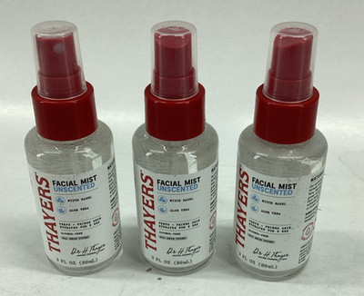 3 Bottles Thayers Facial Mist Witch Hazel Aloe Vera Unscented Free 3floz