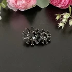 Black Rhinestone Flower Costume Jewelry Vintage Brooch 2" Silver Tone Pin