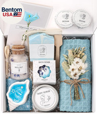 Ocean Spa Gifts for Women - 11Pc Self-Care Spa Gift Basket with Scented Candle,