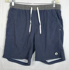 Vuori Lined Kore Shorts Blue Polka Dot Pockets Activewear Drawstring Men's Med