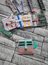 Handmade Fabric Card Holder Wristlet | Slim Wallet with Key Ring