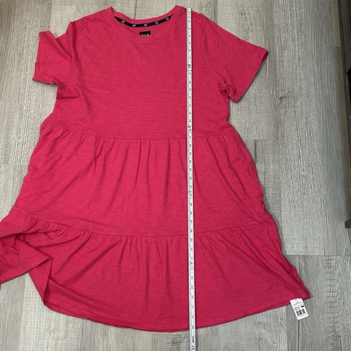 NEU GAP Damen weiches Kurzarm Rundhals Stufen Kleid Rote Beete Lila Gr. XL - Bild 22 von 23