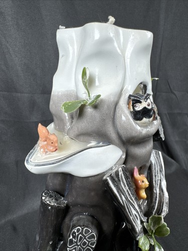 ✨Vtg 70’s Sculpted Carved Candle Tree Stump Woodland Creatures MCM Decor 9”✨ - Picture 5 of 11