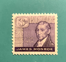 US Stamp 1958 3-cent  President James Monroe, Mint, Hinged, Scott #1105