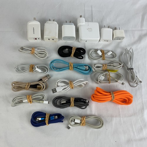 Assorted "Fruit" Phone Charging Cables (x15) w Wall Adaptors (x6) (C10) CP#8704